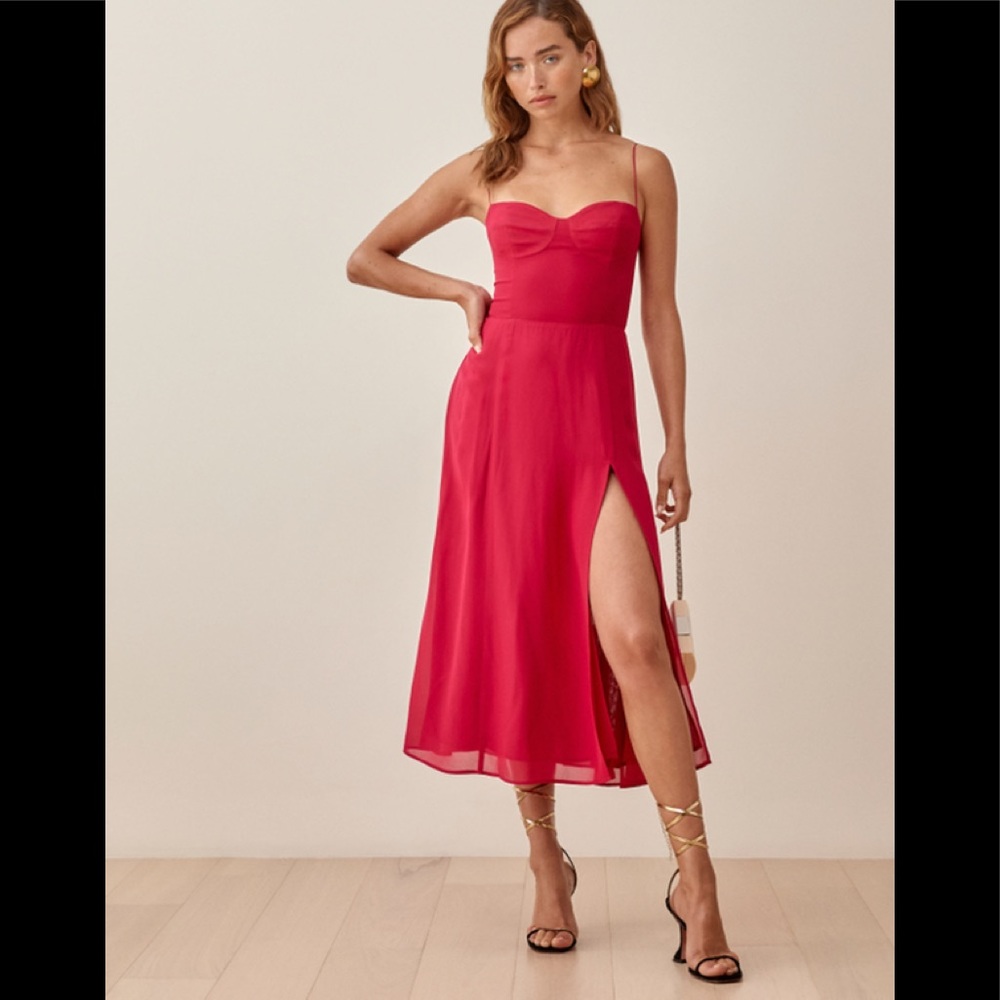 NWT Reformation Juliette Dress in Rhubarb, size 10
